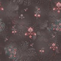 Traditional Mughal flower with Indian motif pattern background seamless design Royalty Free Stock Photo