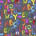Watercolor seamless pattern with colorful alphabet Royalty Free Stock Photo