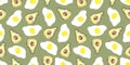 Watercolor seamless pattern with colorful avocado and egg. Food illustration Royalty Free Stock Photo