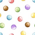 Watercolor seamless pattern with colorful dragee candies