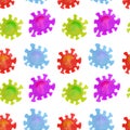 Watercolor seamless pattern that consists of bacteria, coronavirus infection covid-19, blue, green, red, purple, pink Royalty Free Stock Photo