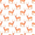 Watercolor seamless pattern with deers on the