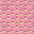 Watercolor seamless pattern with disposables cups of coffee and hearts. Hand painted illustration Royalty Free Stock Photo