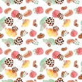 Watercolor seamless pattern, dot memphis fashion style, bright design repeating background. Hand painted modern brush Royalty Free Stock Photo