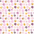 Watercolor seamless pattern, dot memphis fashion style, bright design repeating background. Hand painted modern brush Royalty Free Stock Photo