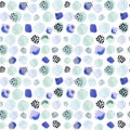 Watercolor seamless pattern, dot memphis fashion style, bright design repeating background. Hand painted modern brush Royalty Free Stock Photo