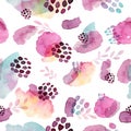 Watercolor seamless pattern, dot memphis fashion style, bright design repeating background. Hand painted modern brush Royalty Free Stock Photo