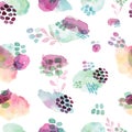 Watercolor seamless pattern, dot memphis fashion style, bright design repeating background. Hand painted modern brush Royalty Free Stock Photo