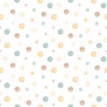 Watercolor seamless pattern with dots colored yellow, green, brown on a white background Royalty Free Stock Photo