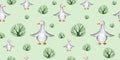 watercolor seamless pattern farm houses and pets Royalty Free Stock Photo