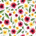 Watercolor seamless pattern with field bright colors, can be used for packaging, design, print, and more.