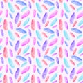 Watercolor seamless pattern with flamingo feathers