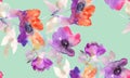 Watercolor seamless pattern flowers