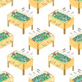 Watercolor seamless pattern with foosball tables