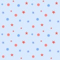 Watercolor Seamless pattern Fourth of July with stars and rounds Royalty Free Stock Photo