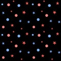 Watercolor Seamless pattern Fourth of July with stars and rounds Royalty Free Stock Photo