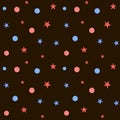 Watercolor Seamless pattern Fourth of July with stars and rounds Royalty Free Stock Photo