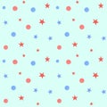 Watercolor Seamless pattern Fourth of July with stars and rounds Royalty Free Stock Photo