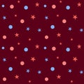 Watercolor Seamless pattern Fourth of July with stars and rounds Royalty Free Stock Photo