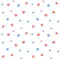 Watercolor Seamless pattern Fourth of July with stars and rounds Royalty Free Stock Photo