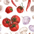 A watercolor seamless pattern with fresh vegetables Royalty Free Stock Photo