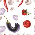 A watercolor seamless pattern with fresh vegetables Royalty Free Stock Photo