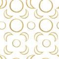 Watercolor seamless pattern with gold moon phase.  Hand drawn mystic Royalty Free Stock Photo