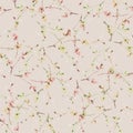 Watercolor seamless pattern of green, beige, yellow branches on a beige background- 6