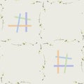 Watercolor seamless pattern of green branches with orange and blue squares on a green background -7 Royalty Free Stock Photo