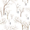 Watercolor seamless pattern Halloween forest on a white background. Royalty Free Stock Photo