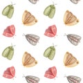 Watercolor seamless pattern with hand drawn butterflies and mothes. Creative for fabric, wrapping, textile, wallpaper.
