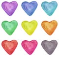 Watercolor seamless pattern with hand drawn colorful heart isolated on white background Royalty Free Stock Photo