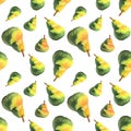 Watercolor seamless pattern with hand drawn fresh juicy fruits