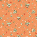 Watercolor seamless pattern. Hand painted illustrations of oranges, grapefruits, tangerines with green leaves, branches Royalty Free Stock Photo
