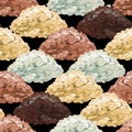 Watercolor seamless pattern of handfuls of various species of rice