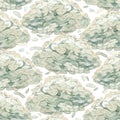 Watercolor seamless pattern of handfuls of white rice.