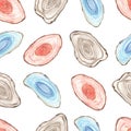 Watercolor seamless pattern with healing crystals agate pink, blue, white Royalty Free Stock Photo