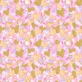 Watercolor seamless pattern with hearts, angels, wings, keys, arrows.