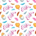 Watercolor seamless pattern holiday Happy Easter.