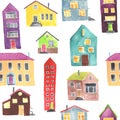 Watercolor seamless pattern with house