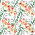 Watercolor seamless pattern inspired by nature Calla lilies and hibiscus bloom
