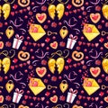 Watercolor Valentine`s day Seamless pattern