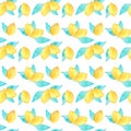 Watercolor seamless pattern of lemon fruit for fabric and printing. Royalty Free Stock Photo