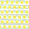 Watercolor seamless pattern of lemon slices. Watercolor seamless pattern with yellow lemons.