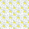 Watercolor seamless pattern lemons and leaves Royalty Free Stock Photo