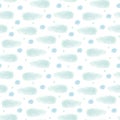 Watercolor seamless pattern with light turquoise clouds or stains