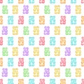 Watercolor seamless pattern with multicolored marmalade jelly bears