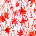 Watercolor seamless pattern paint dab isolated on white background. Red floral print. Abstract free designs clip art background. Royalty Free Stock Photo