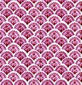 watercolor seamless pattern. pink oriental ornament, fish scales. Moroccan tiles. authentic hand drawing