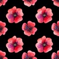 Watercolor seamless pattern poppy flowers